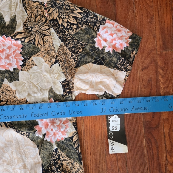 Vintage New Concepts Blouse Size 22W Green Pink 80s Cottage Granny USA Deadstock - Picture 8 of 16